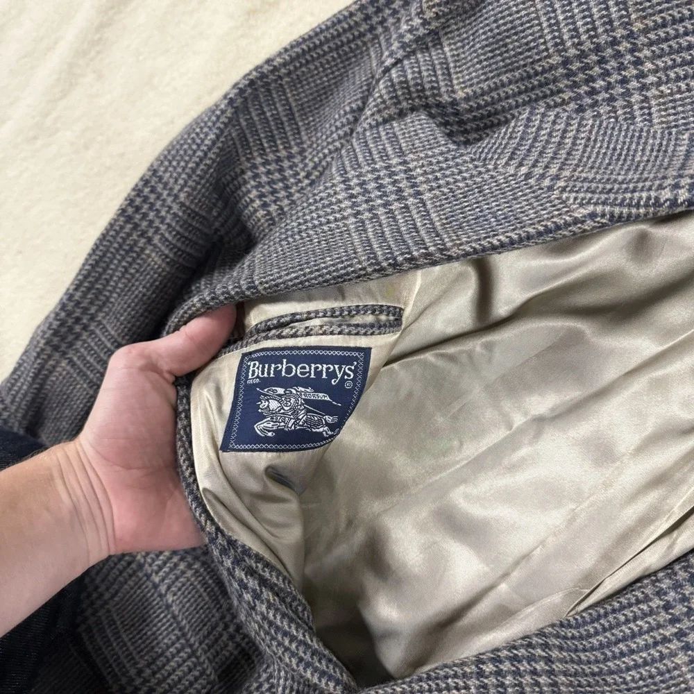 Vintage Burberrys Wool Blazer Mens 44 Glen Plaid Sport Coat Jacket